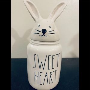 New Rae Dunn Sweet Heart canister wBunny head